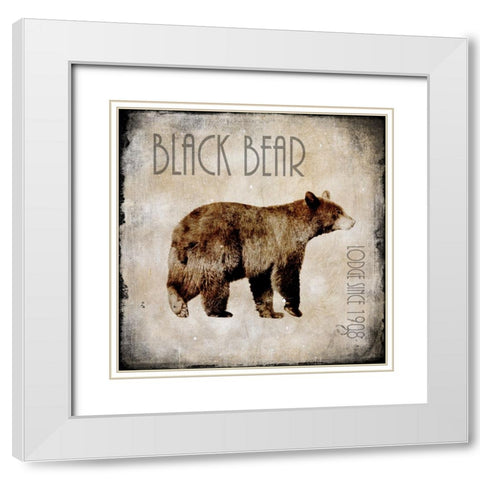 Moose Lodge 2 - Black Bear White Modern Wood Framed Art Print with Double Matting by LightBoxJournal