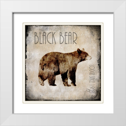Moose Lodge 2 - Black Bear White Modern Wood Framed Art Print with Double Matting by LightBoxJournal