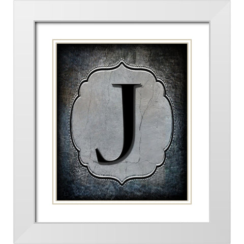 Letter J White Modern Wood Framed Art Print with Double Matting by LightBoxJournal