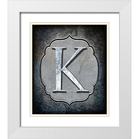 Letter K White Modern Wood Framed Art Print with Double Matting by LightBoxJournal