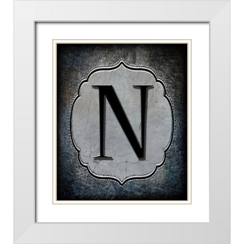 Letter N White Modern Wood Framed Art Print with Double Matting by LightBoxJournal