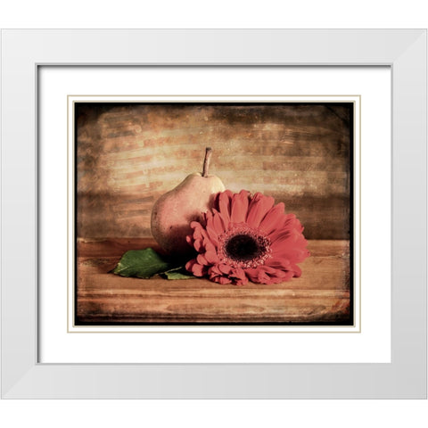 Kitchen Pear 1 White Modern Wood Framed Art Print with Double Matting by LightBoxJournal