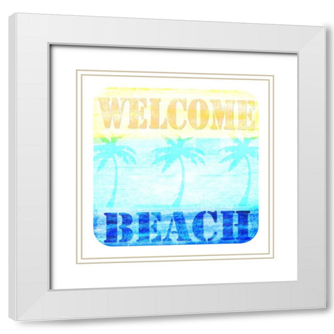 Welcome Beach 2 White Modern Wood Framed Art Print with Double Matting by LightBoxJournal