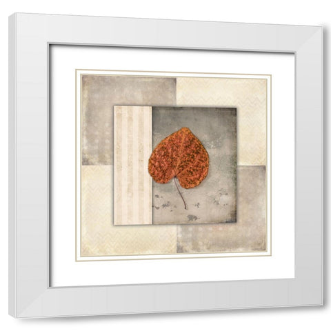 Lodge Leaf Tile 2 White Modern Wood Framed Art Print with Double Matting by LightBoxJournal
