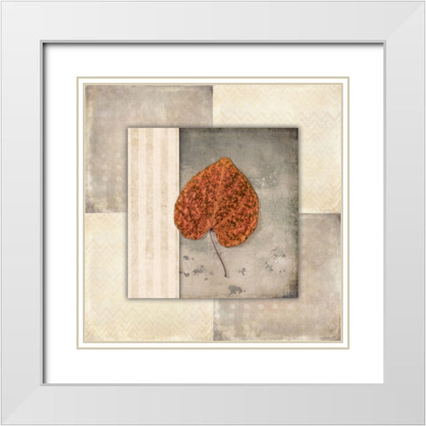 Lodge Leaf Tile 2 White Modern Wood Framed Art Print with Double Matting by LightBoxJournal