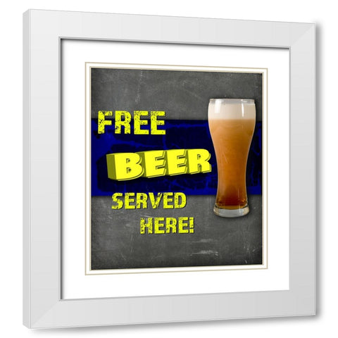 Dorm Room Pub Free Beer White Modern Wood Framed Art Print with Double Matting by LightBoxJournal