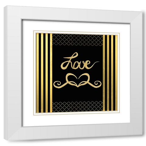 Black And Gold - Feathered Fashion Love White Modern Wood Framed Art Print with Double Matting by LightBoxJournal