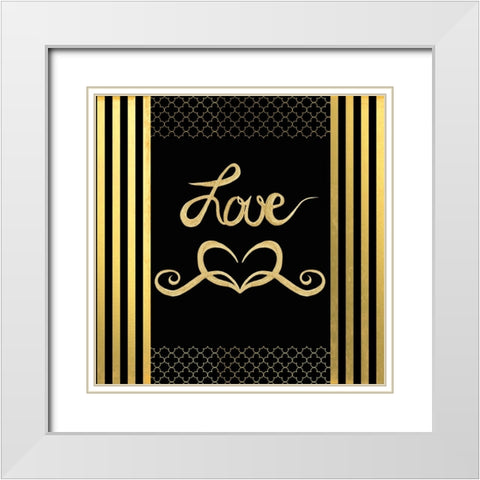 Black And Gold - Feathered Fashion Love White Modern Wood Framed Art Print with Double Matting by LightBoxJournal