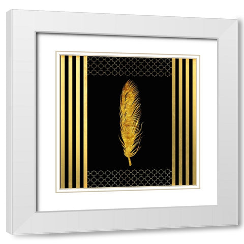 Black And Gold - Feathered Fashion White Modern Wood Framed Art Print with Double Matting by LightBoxJournal