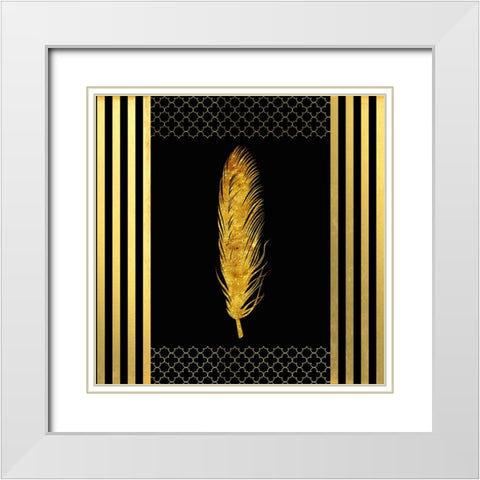 Black And Gold - Feathered Fashion White Modern Wood Framed Art Print with Double Matting by LightBoxJournal