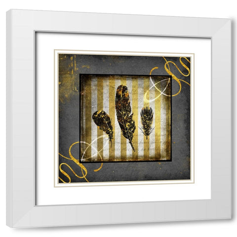 Black And Gold - Feathers White Modern Wood Framed Art Print with Double Matting by LightBoxJournal