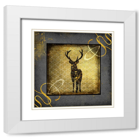 Black And Gold - Stag White Modern Wood Framed Art Print with Double Matting by LightBoxJournal