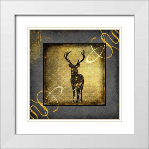 Black And Gold - Stag White Modern Wood Framed Art Print with Double Matting by LightBoxJournal