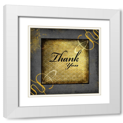 Black And Gold - Thank you 1 White Modern Wood Framed Art Print with Double Matting by LightBoxJournal