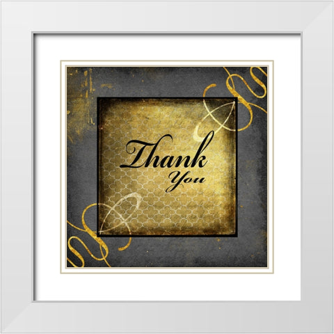 Black And Gold - Thank you 1 White Modern Wood Framed Art Print with Double Matting by LightBoxJournal