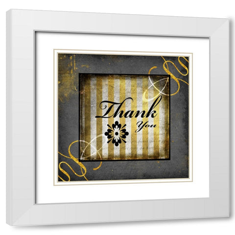 Black And Gold - Thank you 2 White Modern Wood Framed Art Print with Double Matting by LightBoxJournal