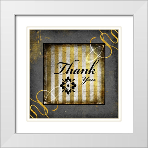 Black And Gold - Thank you 2 White Modern Wood Framed Art Print with Double Matting by LightBoxJournal