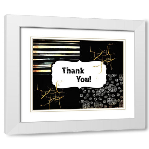 Black And Gold - Thank you 3 White Modern Wood Framed Art Print with Double Matting by LightBoxJournal