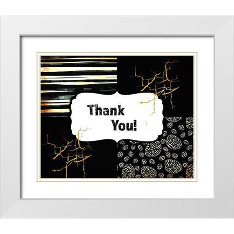 Black And Gold - Thank you 3 White Modern Wood Framed Art Print with Double Matting by LightBoxJournal