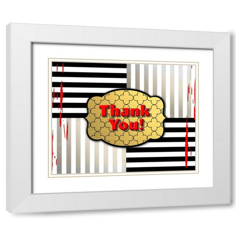 Black And Gold - Thank you 4 White Modern Wood Framed Art Print with Double Matting by LightBoxJournal