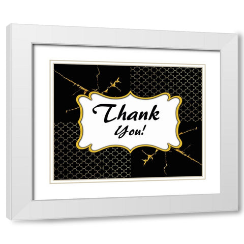 Black And Gold - Thank you 5 White Modern Wood Framed Art Print with Double Matting by LightBoxJournal