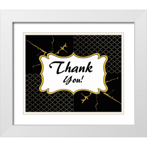 Black And Gold - Thank you 5 White Modern Wood Framed Art Print with Double Matting by LightBoxJournal