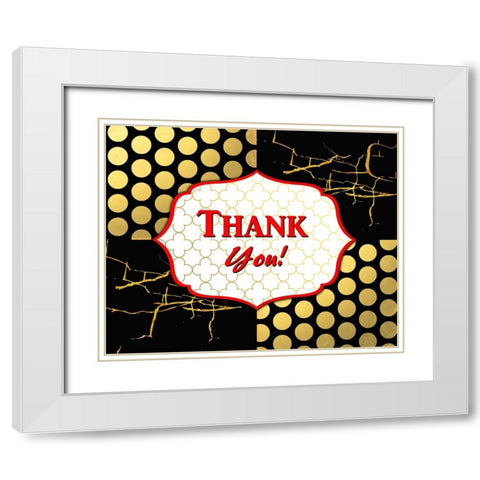 Black And Gold - Thank you 6 White Modern Wood Framed Art Print with Double Matting by LightBoxJournal