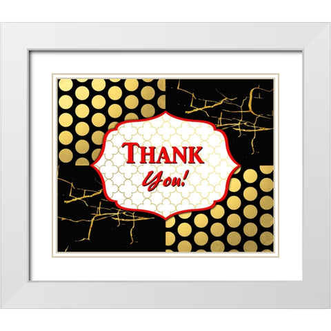 Black And Gold - Thank you 6 White Modern Wood Framed Art Print with Double Matting by LightBoxJournal