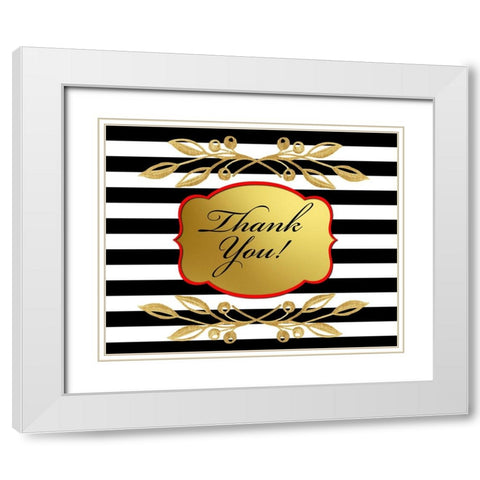 Black And Gold - Thank you 7 White Modern Wood Framed Art Print with Double Matting by LightBoxJournal