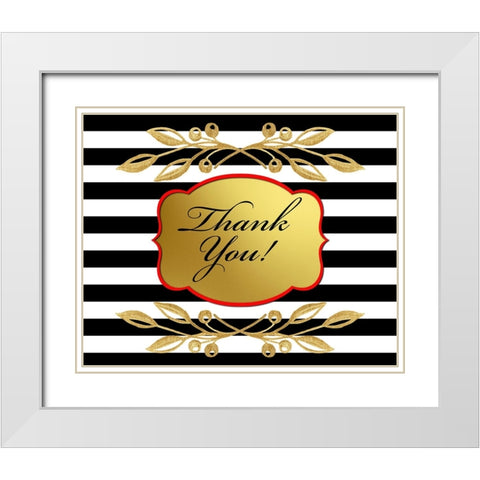 Black And Gold - Thank you 7 White Modern Wood Framed Art Print with Double Matting by LightBoxJournal