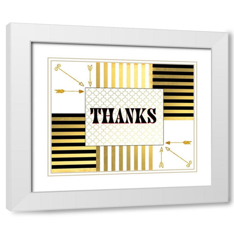 Black And Gold - Thank you 8 White Modern Wood Framed Art Print with Double Matting by LightBoxJournal
