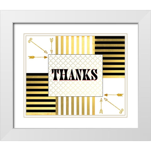 Black And Gold - Thank you 8 White Modern Wood Framed Art Print with Double Matting by LightBoxJournal