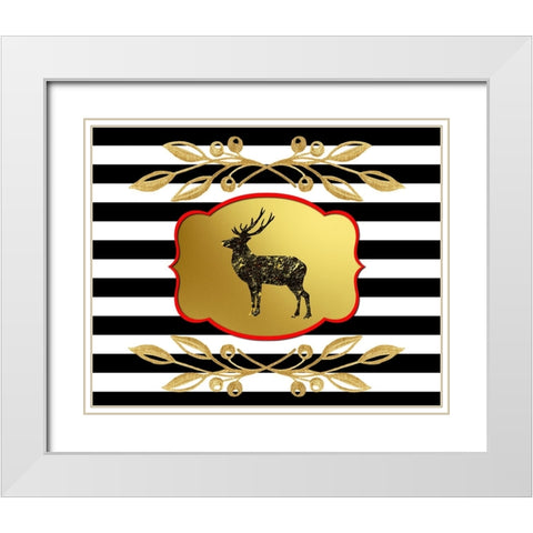 Gold Hello Beautiful deer White Modern Wood Framed Art Print with Double Matting by LightBoxJournal