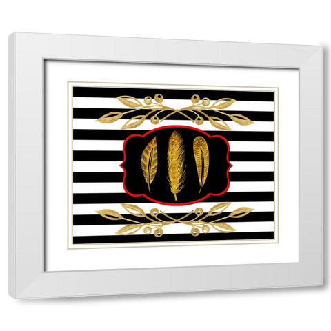 Gold Hello Beautiful feather White Modern Wood Framed Art Print with Double Matting by LightBoxJournal