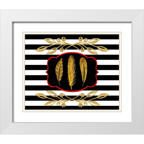 Gold Hello Beautiful feather White Modern Wood Framed Art Print with Double Matting by LightBoxJournal