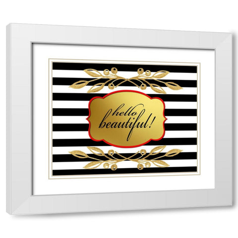 Gold Hello Beautiful White Modern Wood Framed Art Print with Double Matting by LightBoxJournal
