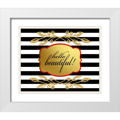 Gold Hello Beautiful White Modern Wood Framed Art Print with Double Matting by LightBoxJournal