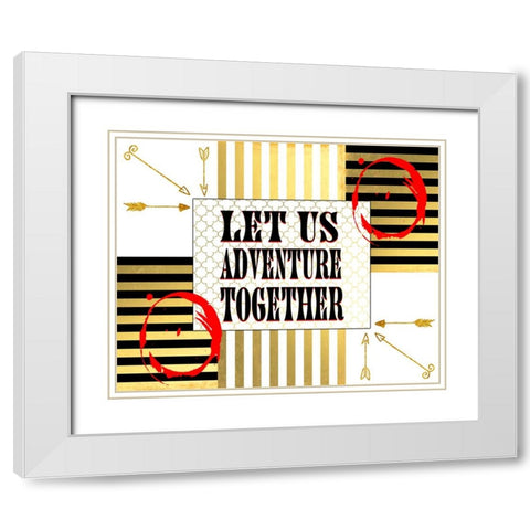 Gold Love Adventure White Modern Wood Framed Art Print with Double Matting by LightBoxJournal