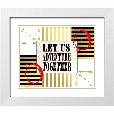 Gold Love Adventure White Modern Wood Framed Art Print with Double Matting by LightBoxJournal