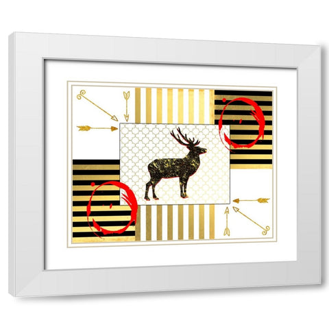 Gold Love Stag Right White Modern Wood Framed Art Print with Double Matting by LightBoxJournal