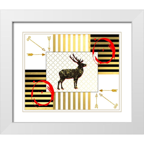 Gold Love Stag Right White Modern Wood Framed Art Print with Double Matting by LightBoxJournal