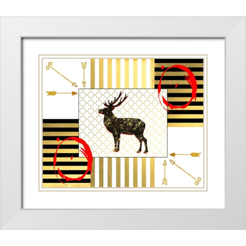 Gold Love Stag White Modern Wood Framed Art Print with Double Matting by LightBoxJournal