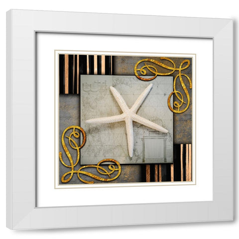 Gold Sea Scape 3 White Modern Wood Framed Art Print with Double Matting by LightBoxJournal