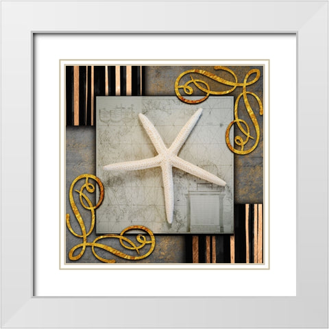 Gold Sea Scape 3 White Modern Wood Framed Art Print with Double Matting by LightBoxJournal