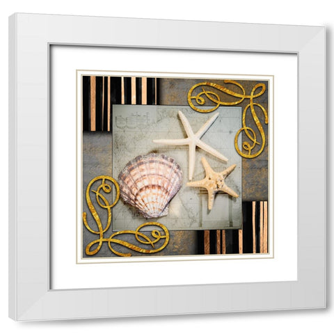 Gold Sea Scape 4 White Modern Wood Framed Art Print with Double Matting by LightBoxJournal