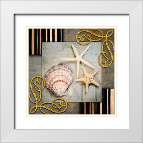 Gold Sea Scape 4 White Modern Wood Framed Art Print with Double Matting by LightBoxJournal