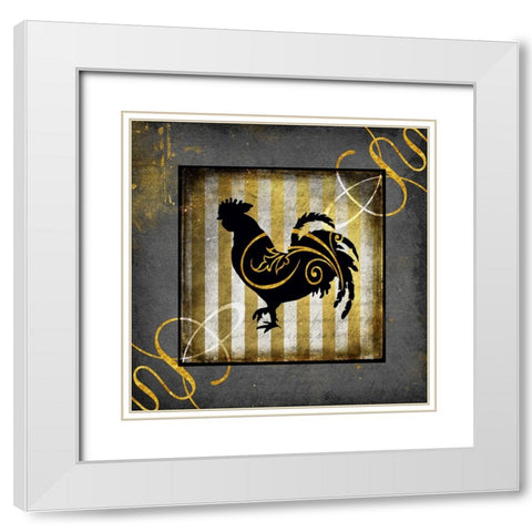 Gold Welcome To Our Bistro Chicken 2 White Modern Wood Framed Art Print with Double Matting by LightBoxJournal