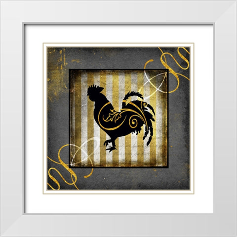 Gold Welcome To Our Bistro Chicken 2 White Modern Wood Framed Art Print with Double Matting by LightBoxJournal