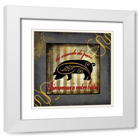 Gold Welcome To Our Bistro White Modern Wood Framed Art Print with Double Matting by LightBoxJournal