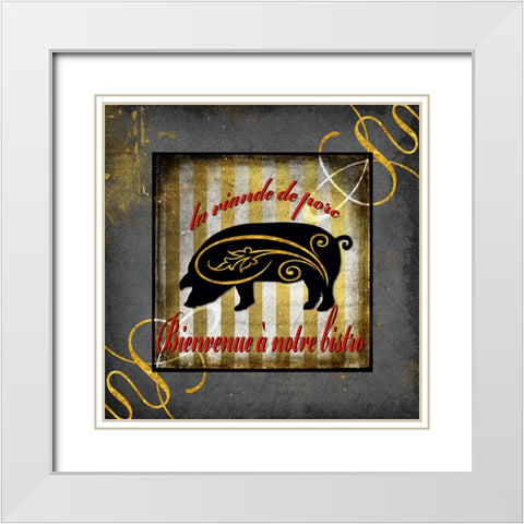 Gold Welcome To Our Bistro White Modern Wood Framed Art Print with Double Matting by LightBoxJournal
